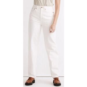 Madewell Baggy Straight White Denim Boho Trendy High Rise Jeans US Womens 33 New